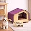 ROCCO Fluffy Wooden Pet House for Cats and Small Dogs (Purple)